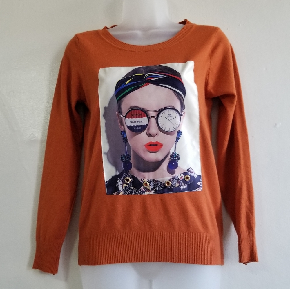 Winter Graphic Knit Sweater, Winter Round Neck - Picture 6 of 9